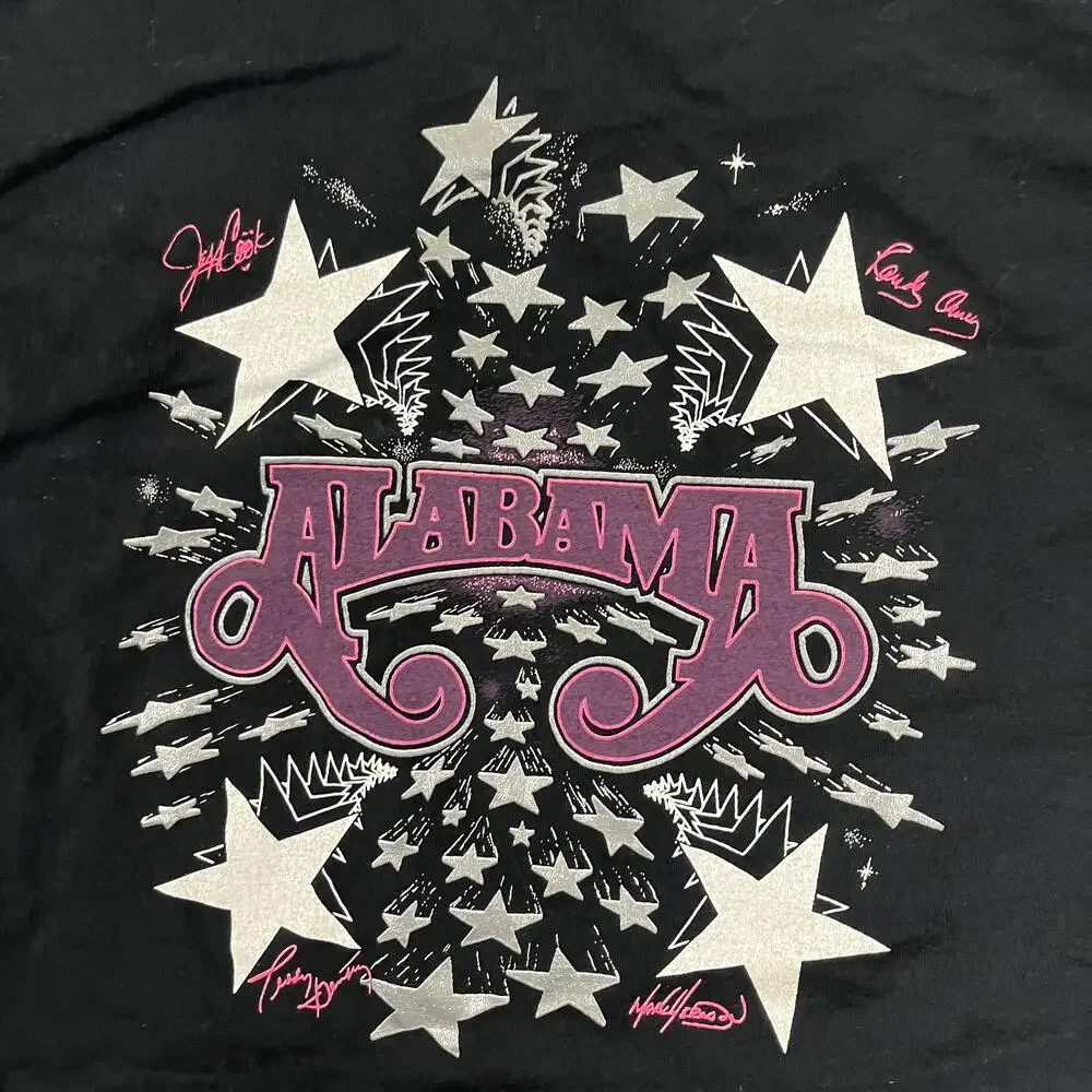 Vintage Alabama T-Shirt Mens XL Black Country Band Graphic Back Print USA